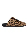 Givenchy Label Flat Mules In Pony Effect Leather With Leopard Pattern In Animal Print