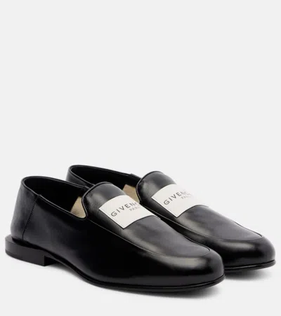 Givenchy Label Leather Loafers In Black