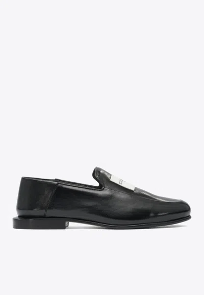 Givenchy Label Leather Loafers In Black