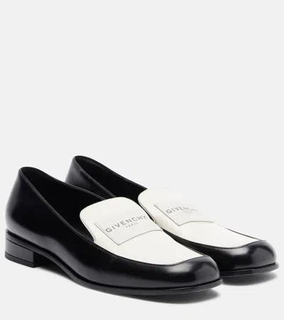 Givenchy Label Leather Loafers In Black
