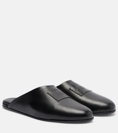 Givenchy Label Flat Mules In Black Nappa Leather Women In Multi