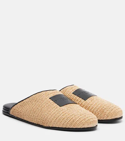 Givenchy Label Leather-trimmed Woven Mules In Multi