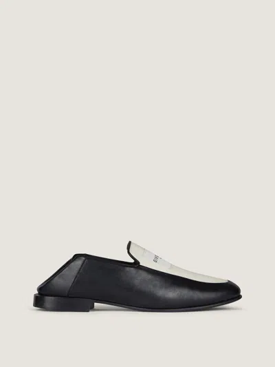 Givenchy Label Loafers In Shiny Leather And Canvas
