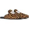 Givenchy Label Flat Mules In Leather With Leopard Print In Brown