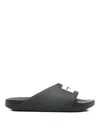 Givenchy Black Sandals With Wide Band And Contrasting Logo Patch In Rubber Man In Black