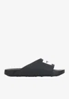 Givenchy Black Sandals With Wide Band And Contrasting Logo Patch In Rubber Man In Black