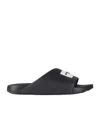 Givenchy Black Sandals With Wide Band And Contrasting Logo Patch In Rubber Man In Black