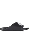 Givenchy Black Sandals With Wide Band And Contrasting Logo Patch In Rubber Man In Black