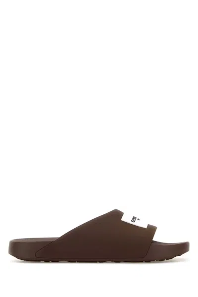 Givenchy Label Slide Flat Sandal In Brown