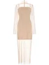 Givenchy Lace Overlay Dress With High Neck And Long Sleeves In Pink