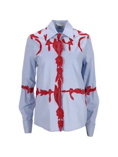 Pre-owned Givenchy Lace-appliqué Long-sleeve Shirt In Blue