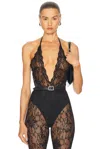 Givenchy Bodysuit In Chandelier Lace And Jersey In Black