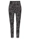 Givenchy Sheer Lace Fabric Elastic Waistband Leggings In Black