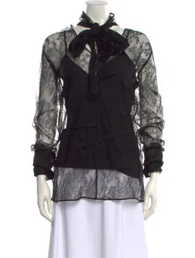 Pre-owned Givenchy Lace Lace Pattern Blouse In Black