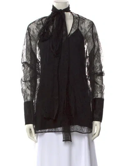 Pre-owned Givenchy Lace Lace Pattern Button-up Top W/ Tags In Black