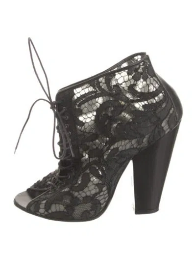 Pre-owned Givenchy Lace Lace Pattern Lace-up Boots In Black