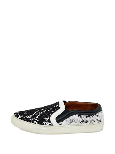 Pre-owned Givenchy Lace Leather Slip-on Sneakers In Black