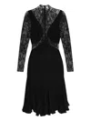 Givenchy Bracelet-sleeve Lace Inset Midi Dress In Black