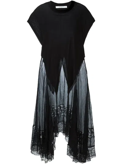 Givenchy Lace Panel T-shirt Dress In Black