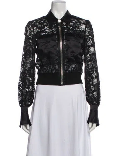 Pre-owned Givenchy Lace Pattern Bomber Jacket In Black