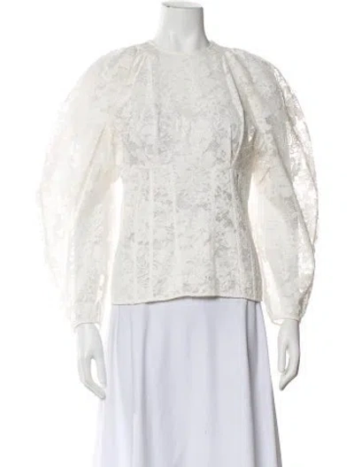 Pre-owned Givenchy Lace Pattern Crew Neck Blouse In White