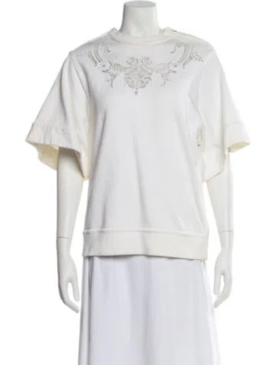 Pre-owned Givenchy Lace Pattern Crew Neck Sweatshirt In White