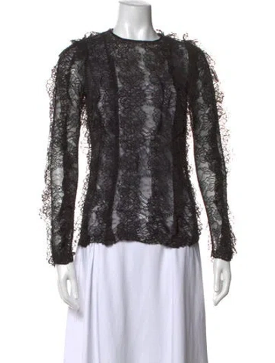 Pre-owned Givenchy Lace Pattern Crew Neck Top In Black