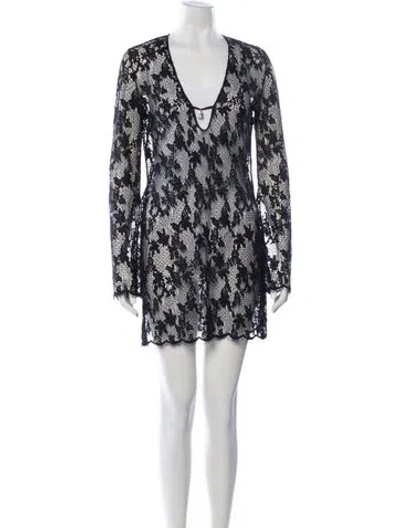 Pre-owned Givenchy Lace Pattern Keyhole Accent Cover-up In Blue