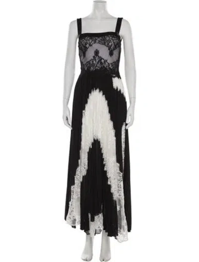 Pre-owned Givenchy Lace Pattern Long Dress In Black