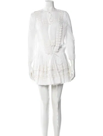 Pre-owned Givenchy Lace Pattern Mini Dress In White