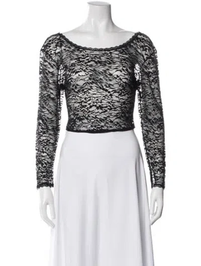 Pre-owned Givenchy Lace Pattern Scoop Neck Top In Black