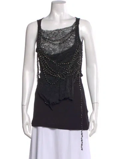 Pre-owned Givenchy Lace Pattern Scoop Neck Top In Black