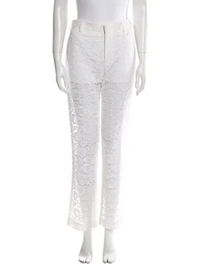 Pre-owned Givenchy Lace Pattern Straight Leg Pants In White