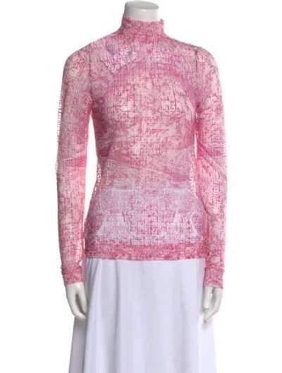 Pre-owned Givenchy Lace Pattern Turtleneck Sweatshirt W/ Tags In Pink