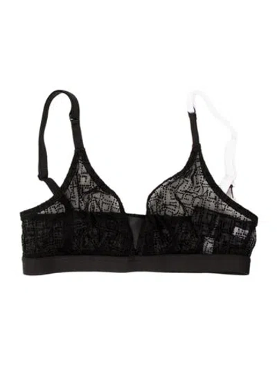 Pre-owned Givenchy Lace Pattern V-neck Sports Bra W/ Tags In Black