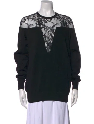 Pre-owned Givenchy Lace Pattern V-neck Top In Black