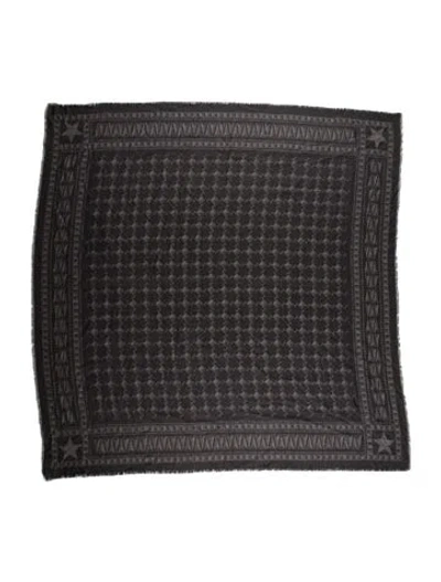 Pre-owned Givenchy Lace Plaid Print Scarf In Gray