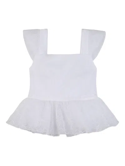 Givenchy Kids' Lace Square-neck Top In White