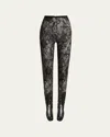 Givenchy Sheer Lace Fabric Elastic Waistband Leggings In Black
