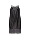 Givenchy Black Lace Trim Leather Midi Dress In Black
