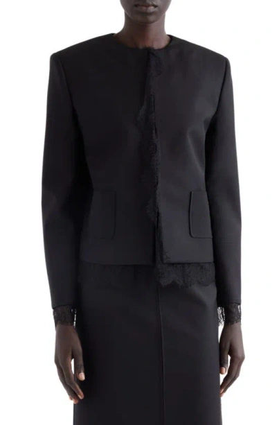 Givenchy Lace Trim Wool & Mohair Jacket In Black