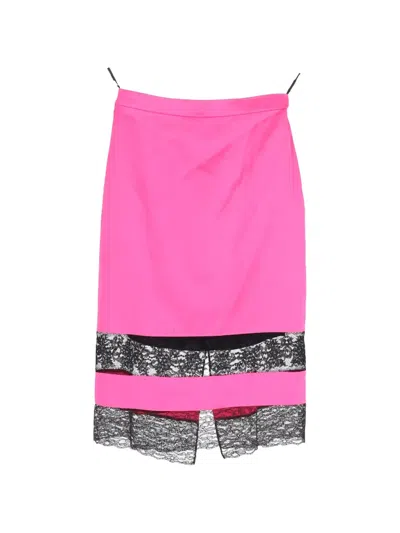 Pre-owned Givenchy Lace-trimmed Midi Skirt In Pink