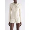 Givenchy Lace-up Back Denim Jacket In Ecru