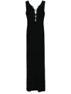 Givenchy Evening Dress In Textured Jersey With Crystal Laces In Black