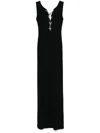 Givenchy Evening Dress In Textured Jersey With Crystal Laces In Black