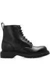 Givenchy Lace-up Leather Biker Boots In Black