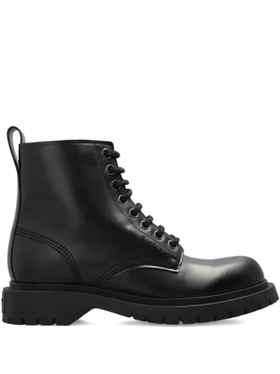 GIVENCHY GIVENCHY LACE UP LEATHER MOTORCYCLE BOOTS