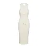 Givenchy Lace-up Ribbed Midi Dress With High Neckline In Neutral