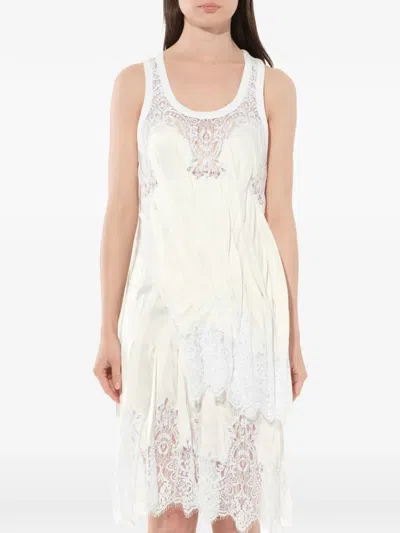 Givenchy Lace-detail Asymmetric Midi Dress In Neutral