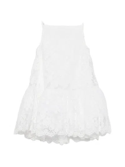 Givenchy Sliced Mini Dress In Lace With Cape In White